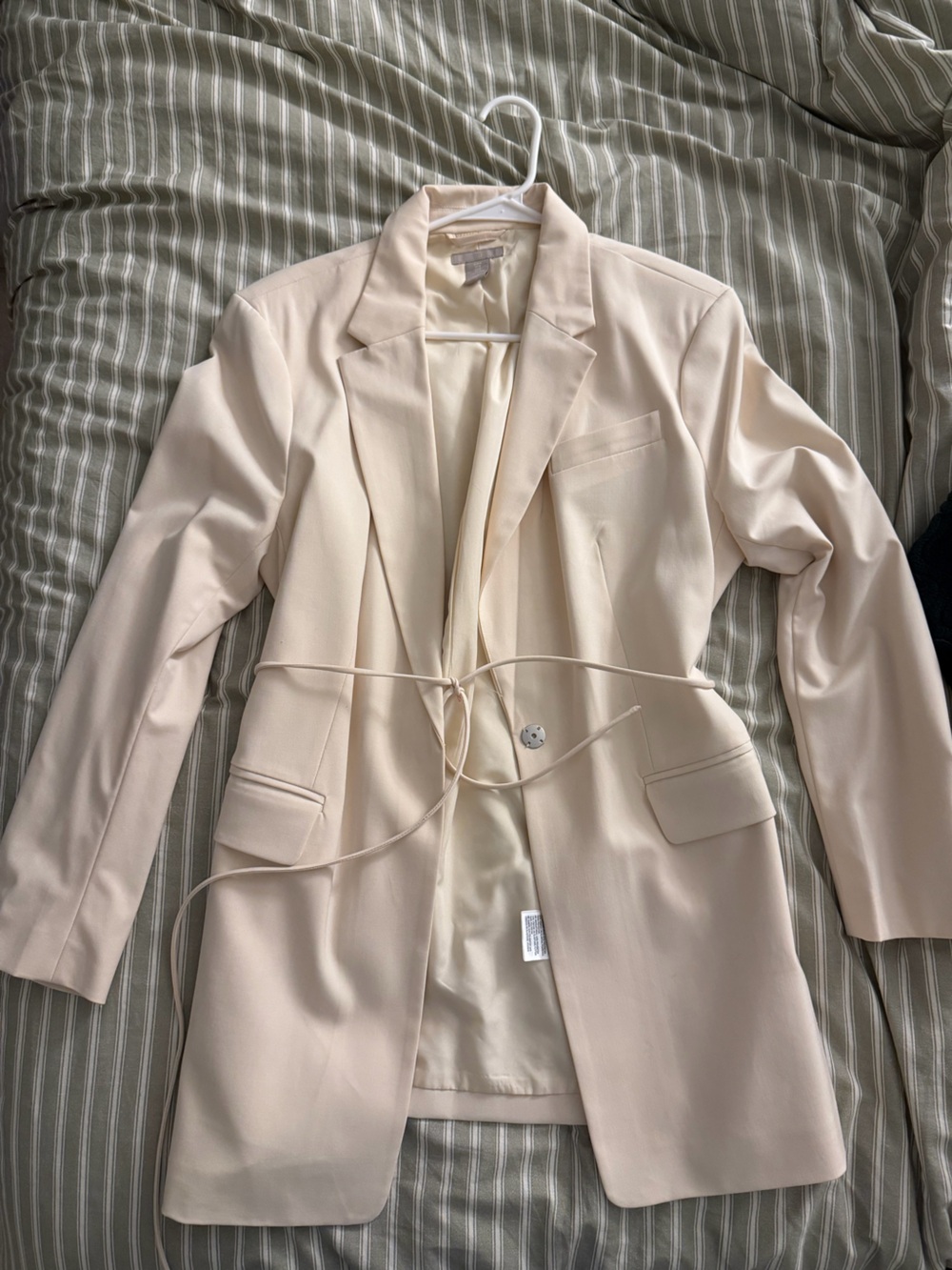 H&M Cream Tie-Waist Blazer Jacket